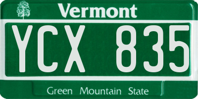 VT license plate YCX835