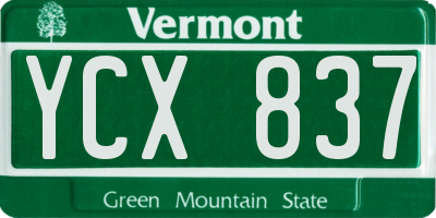 VT license plate YCX837