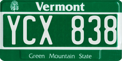 VT license plate YCX838