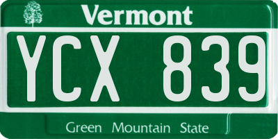 VT license plate YCX839