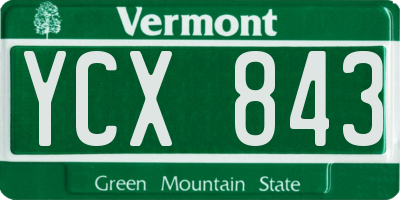 VT license plate YCX843