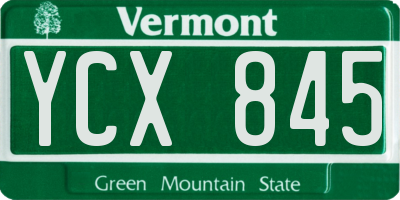 VT license plate YCX845