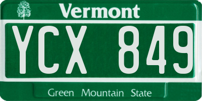 VT license plate YCX849