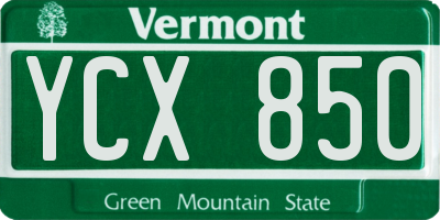 VT license plate YCX850
