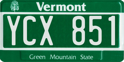 VT license plate YCX851