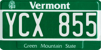 VT license plate YCX855