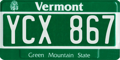VT license plate YCX867