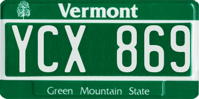 VT license plate YCX869