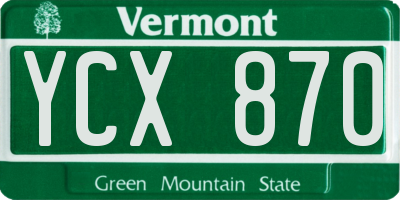 VT license plate YCX870