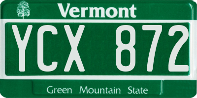 VT license plate YCX872