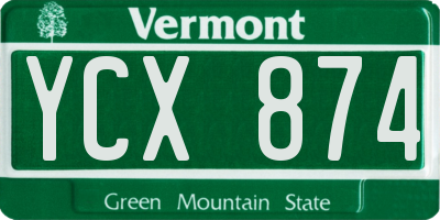 VT license plate YCX874