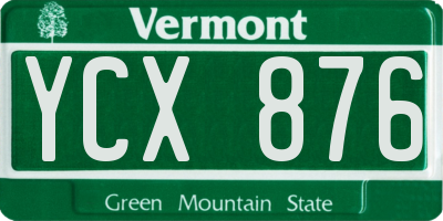 VT license plate YCX876