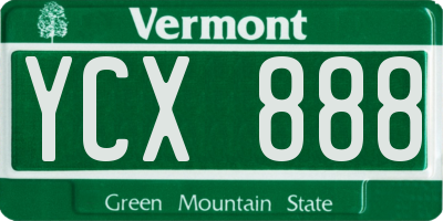 VT license plate YCX888