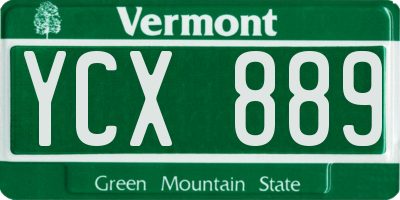 VT license plate YCX889