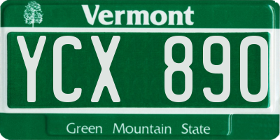 VT license plate YCX890