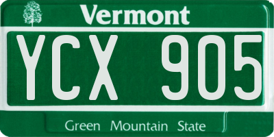 VT license plate YCX905