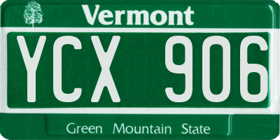 VT license plate YCX906