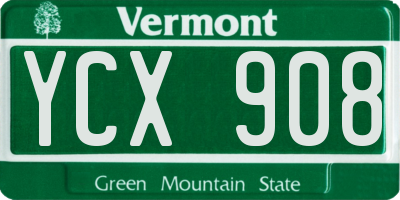 VT license plate YCX908