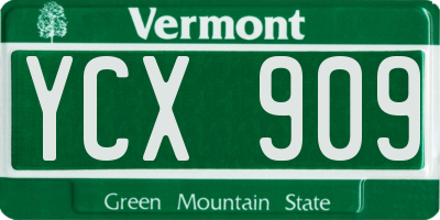 VT license plate YCX909