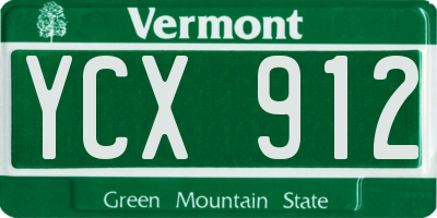 VT license plate YCX912