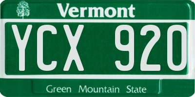 VT license plate YCX920