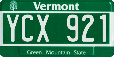 VT license plate YCX921