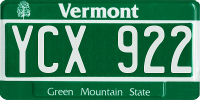 VT license plate YCX922