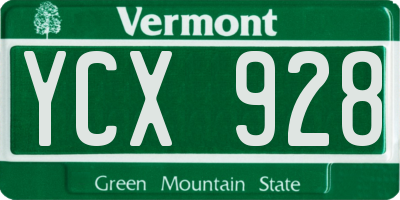 VT license plate YCX928
