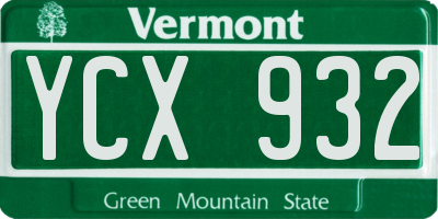 VT license plate YCX932