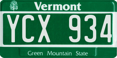 VT license plate YCX934