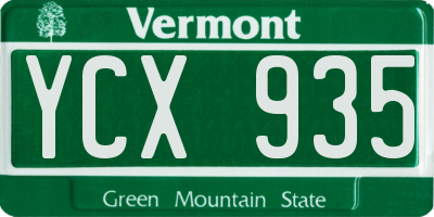 VT license plate YCX935