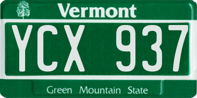 VT license plate YCX937