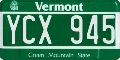 VT license plate YCX945