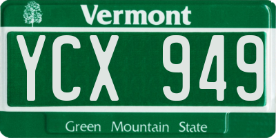 VT license plate YCX949
