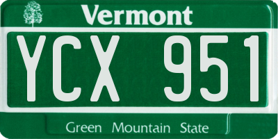 VT license plate YCX951