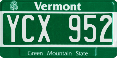 VT license plate YCX952