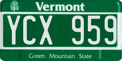 VT license plate YCX959