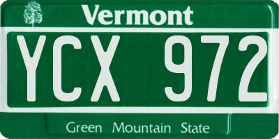 VT license plate YCX972