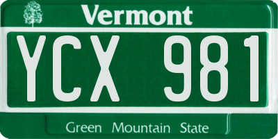 VT license plate YCX981