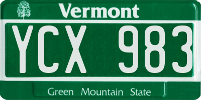 VT license plate YCX983