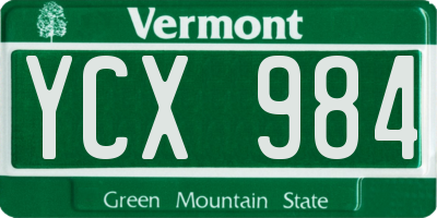 VT license plate YCX984