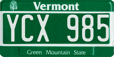 VT license plate YCX985