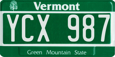 VT license plate YCX987