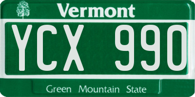 VT license plate YCX990
