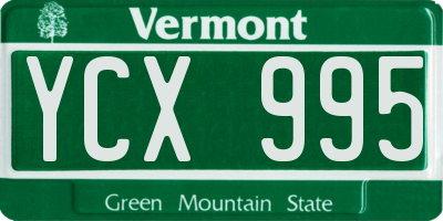VT license plate YCX995