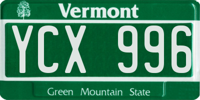 VT license plate YCX996
