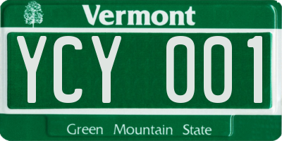VT license plate YCY001