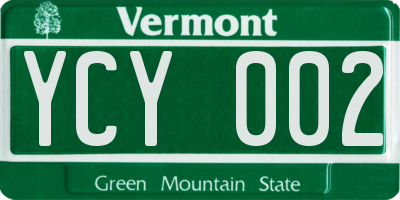 VT license plate YCY002