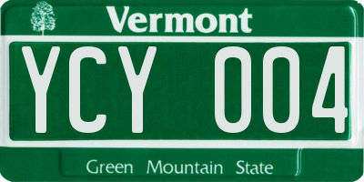 VT license plate YCY004