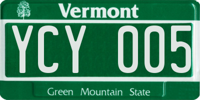 VT license plate YCY005